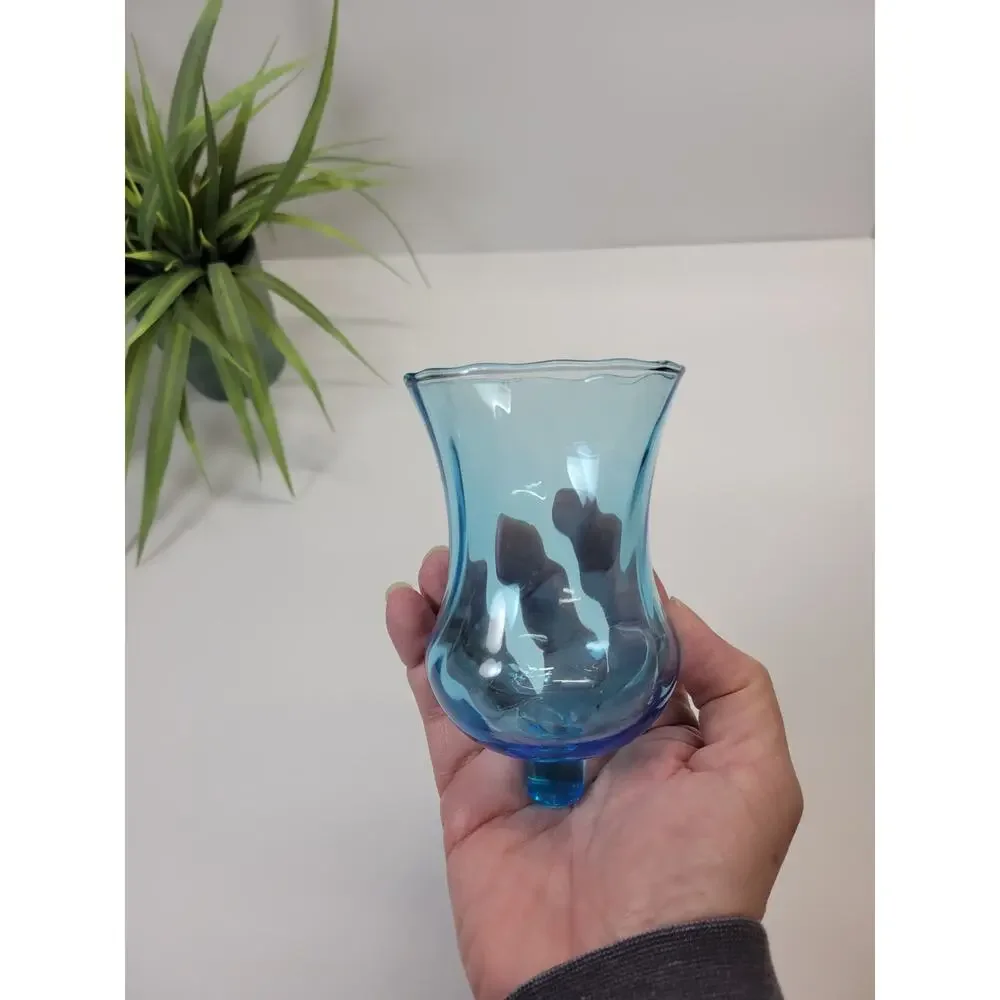 Vintage Blue Swirl Votive pegged Cup, Candle Holder Home Interiors Homco